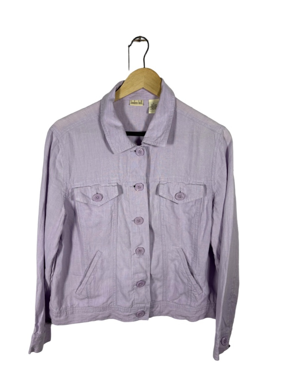 Linen Blend Lavender Jacket Linden Hill Size L Button Front